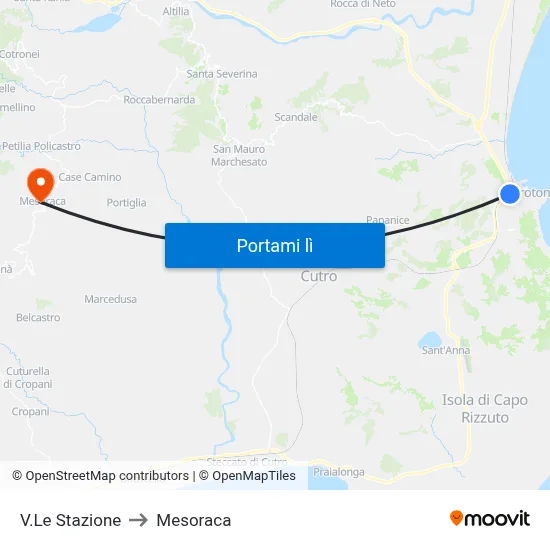 V.Le Stazione to Mesoraca map