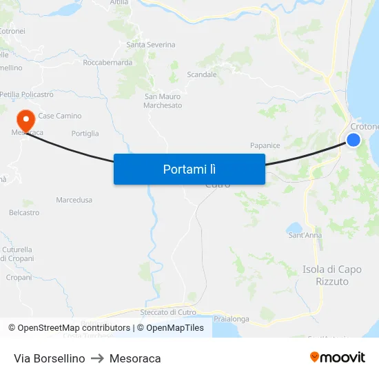Via Borsellino to Mesoraca map