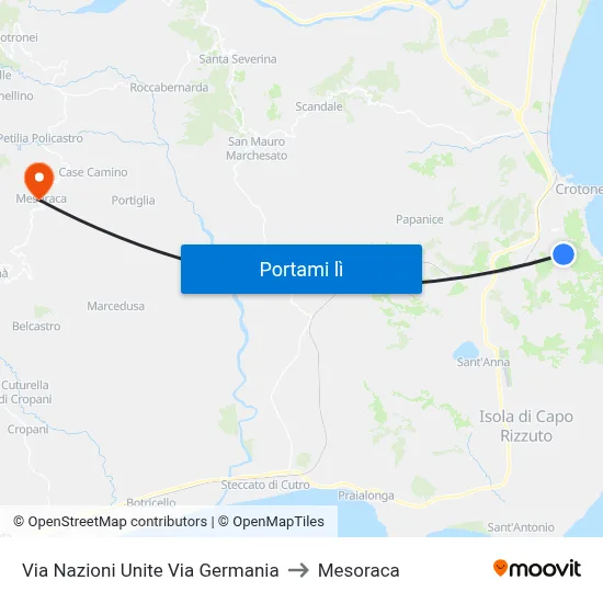 Via Nazioni Unite Via Germania to Mesoraca map