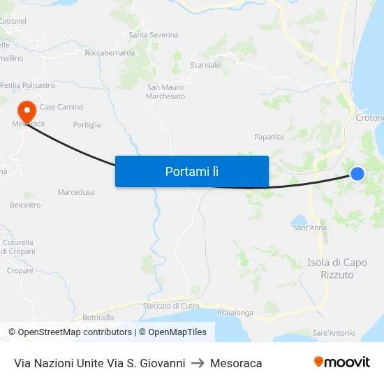 Via Nazioni Unite Via S. Giovanni to Mesoraca map