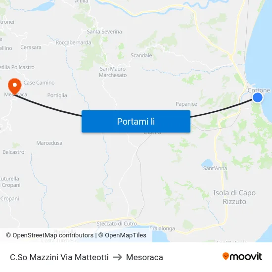 C.So Mazzini Via Matteotti to Mesoraca map