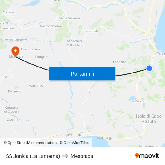 SS Jonica (La Lanterna) to Mesoraca map