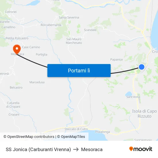 SS Jonica (Carburanti Vrenna) to Mesoraca map