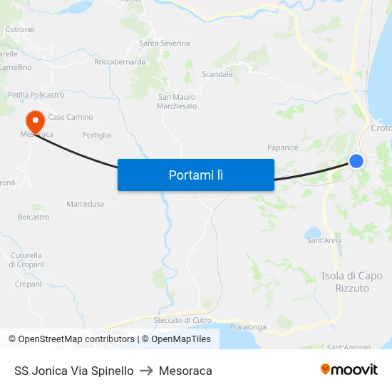 SS Jonica Via Spinello to Mesoraca map