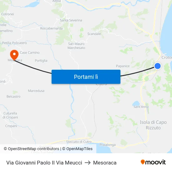 Via Giovanni Paolo II Via Meucci to Mesoraca map