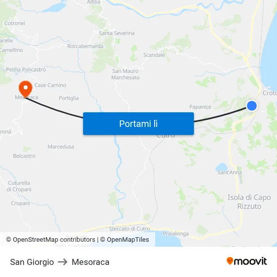San Giorgio to Mesoraca map
