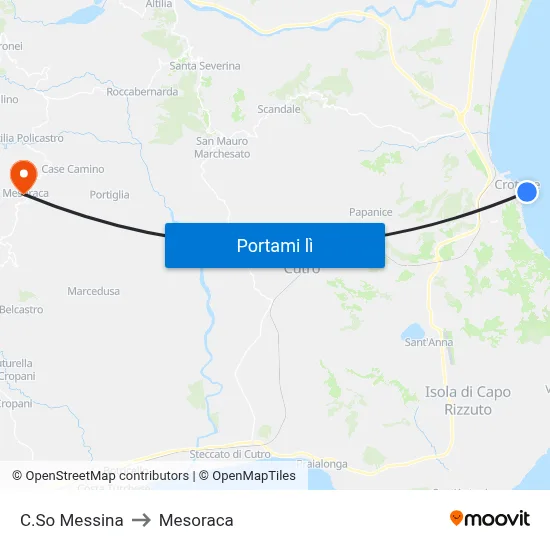 C.So Messina to Mesoraca map