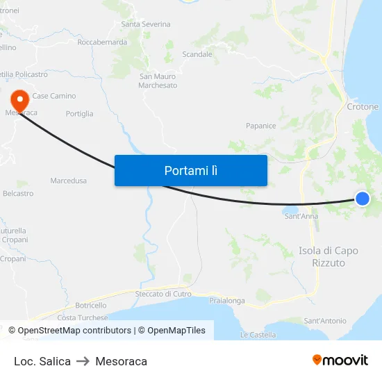 Loc. Salica to Mesoraca map