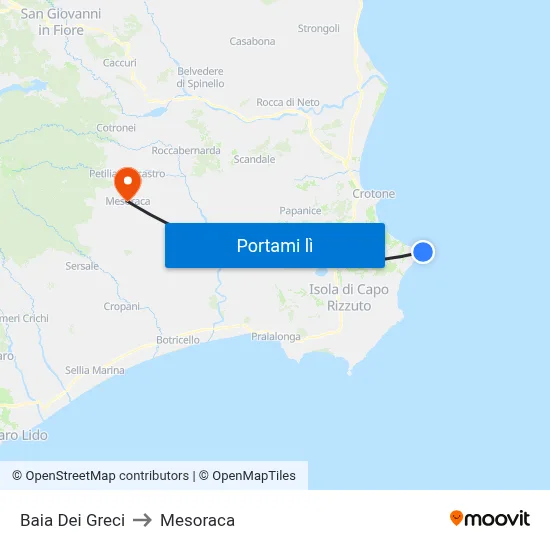 Baia Dei Greci to Mesoraca map