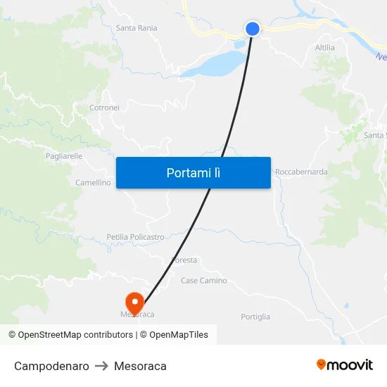 Campodenaro to Mesoraca map