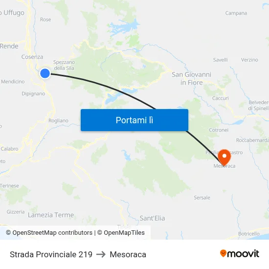 Strada Provinciale 219 to Mesoraca map