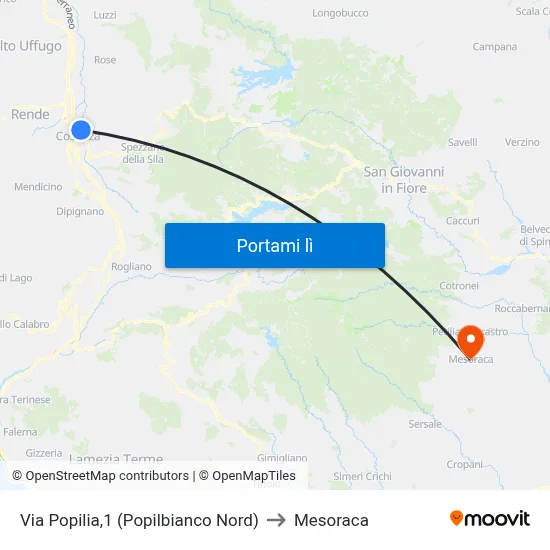 Via Popilia,1 (Popilbianco Nord) to Mesoraca map