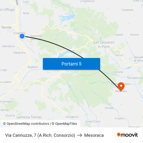 Via Cannuzze, 7 (A Rich. Consorzio) to Mesoraca map