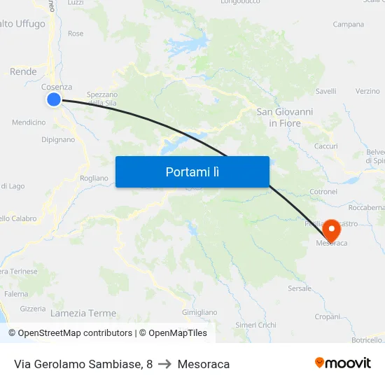Via Gerolamo Sambiase, 8 to Mesoraca map