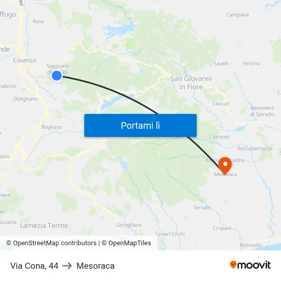 Via Cona, 44 to Mesoraca map