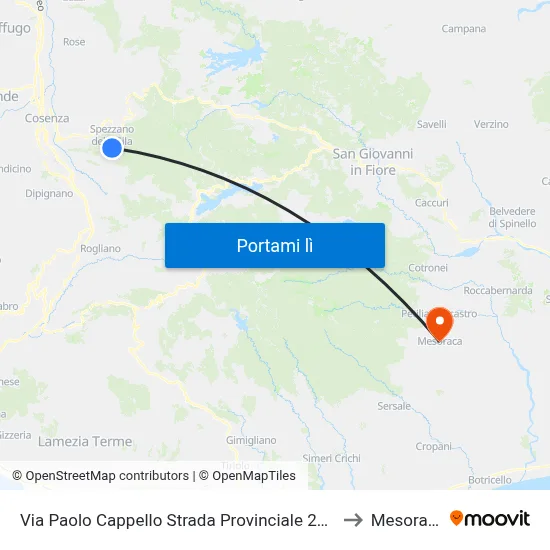 Via Paolo Cappello Strada Provinciale 226, 1 to Mesoraca map