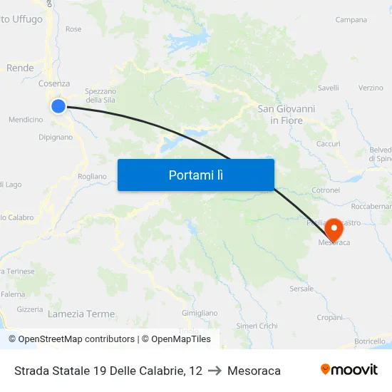 Strada Statale 19 Delle Calabrie, 12 to Mesoraca map