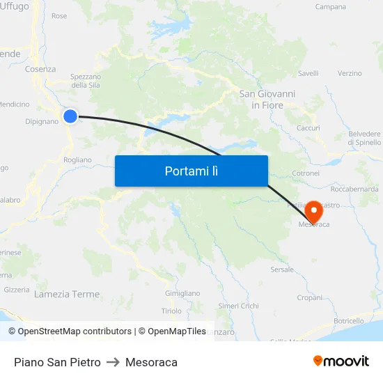 Piano San Pietro to Mesoraca map