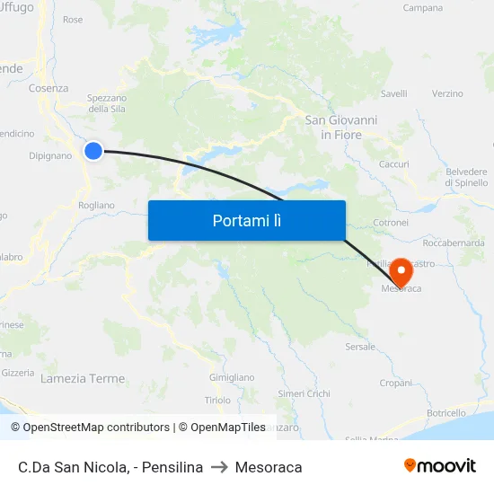 C.Da San Nicola, - Pensilina to Mesoraca map