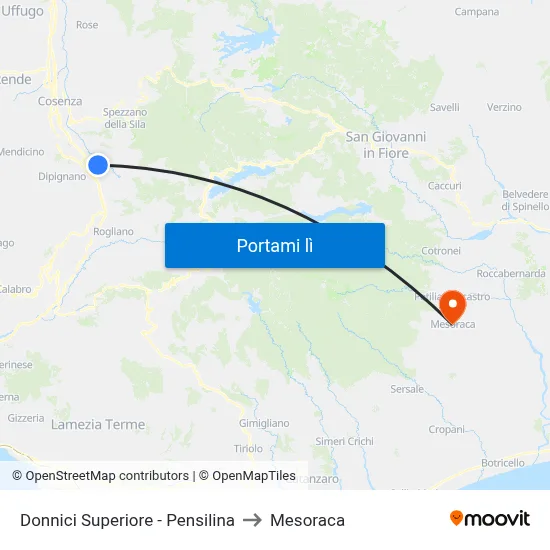 Donnici Superiore - Pensilina to Mesoraca map