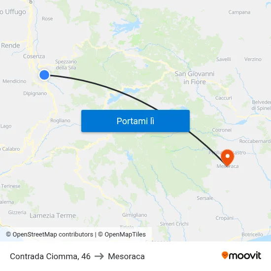 Contrada Ciomma, 46 to Mesoraca map