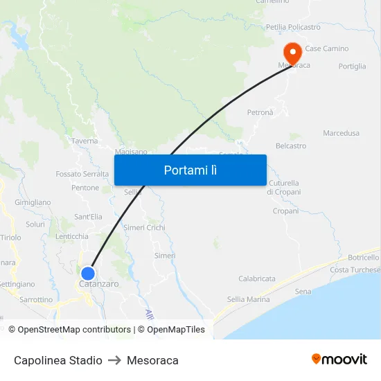 Capolinea Stadio to Mesoraca map