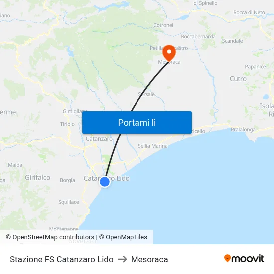 Stazione FS Catanzaro Lido to Mesoraca map