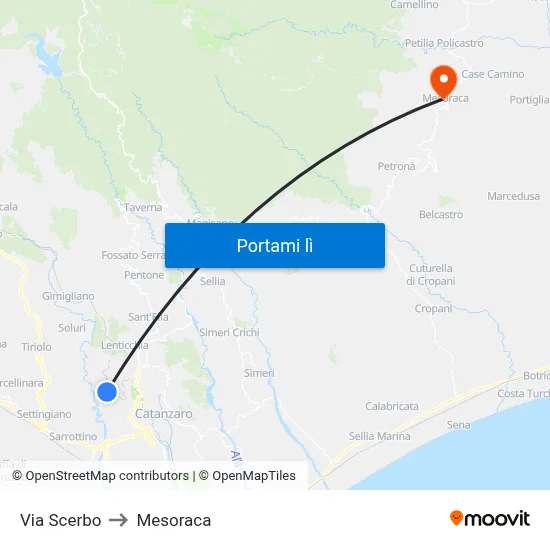 Via Scerbo to Mesoraca map
