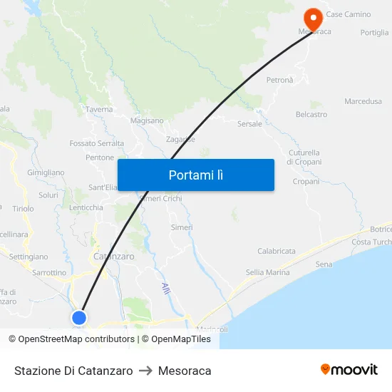 Stazione Di Catanzaro to Mesoraca map