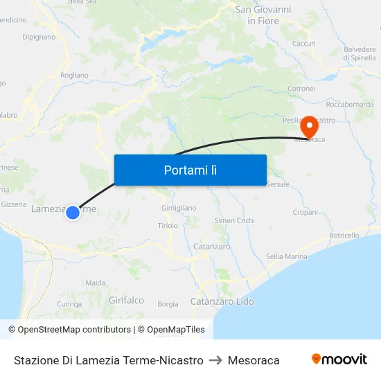 Stazione Di Lamezia Terme-Nicastro to Mesoraca map