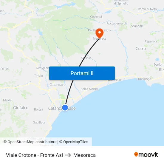 Viale Crotone - Fronte Asl to Mesoraca map