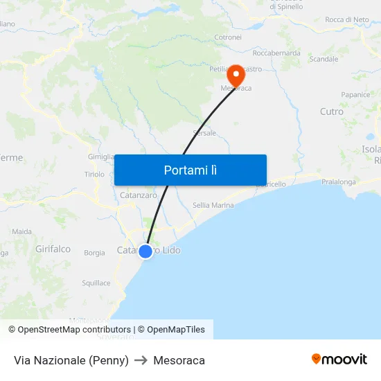 Via Nazionale (Penny) to Mesoraca map