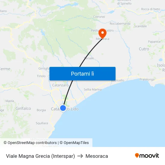 Viale Magna Grecia (Interspar) to Mesoraca map