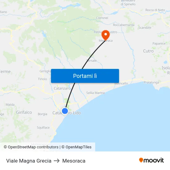 Viale Magna Grecia to Mesoraca map