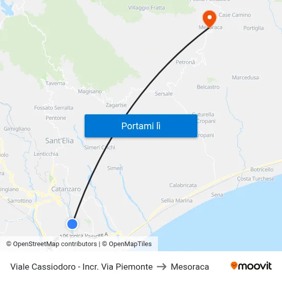 Viale Cassiodoro - Incr. Via Piemonte to Mesoraca map