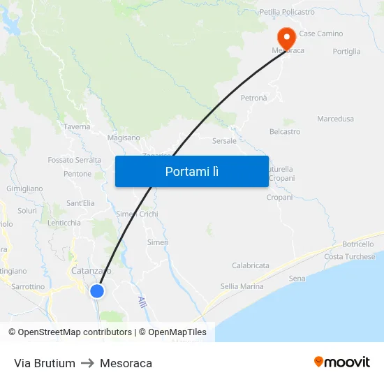 Via Brutium to Mesoraca map