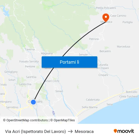 Via Acri (Ispettorato Del Lavoro) to Mesoraca map
