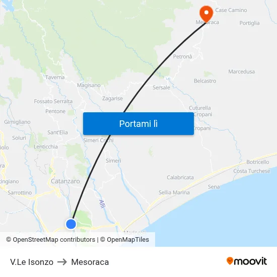 V.Le Isonzo to Mesoraca map