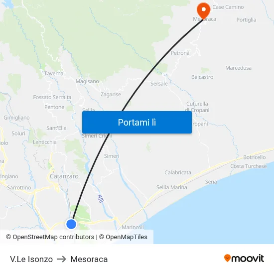 V.Le Isonzo to Mesoraca map