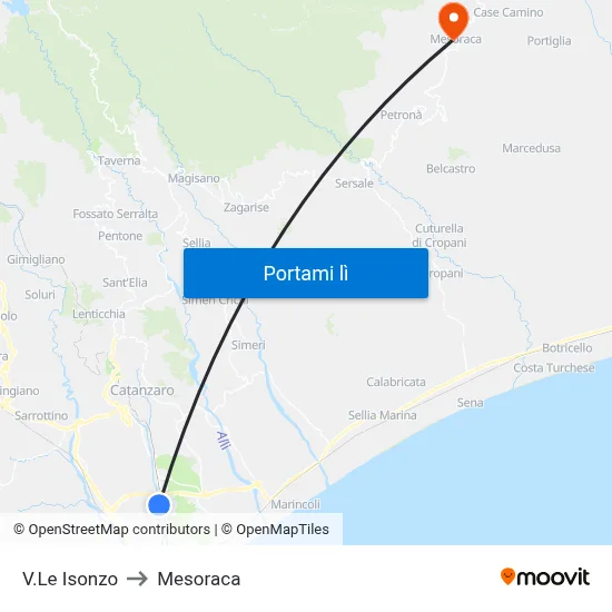 V.Le Isonzo to Mesoraca map