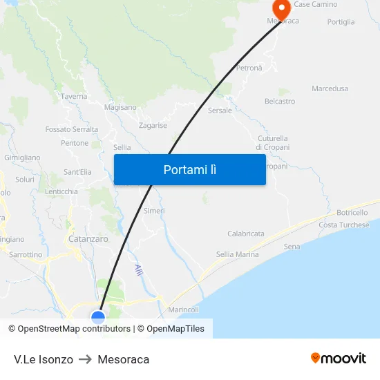 V.Le Isonzo to Mesoraca map