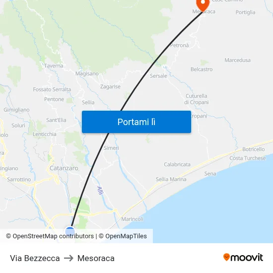 Via Bezzecca to Mesoraca map