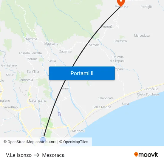 V.Le Isonzo to Mesoraca map