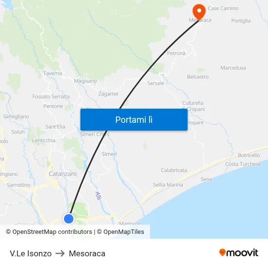 V.Le Isonzo to Mesoraca map