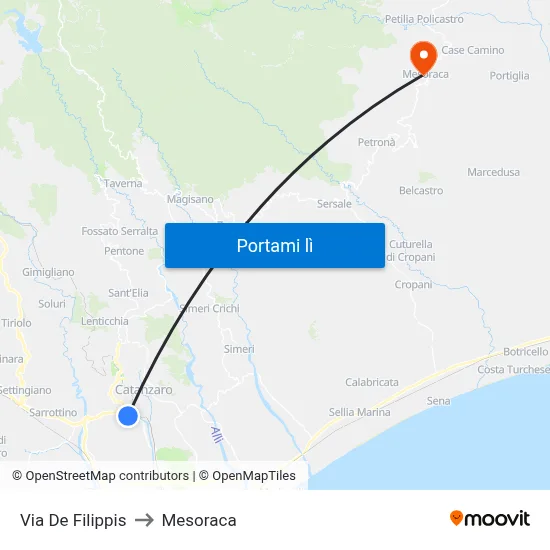 Via De Filippis to Mesoraca map