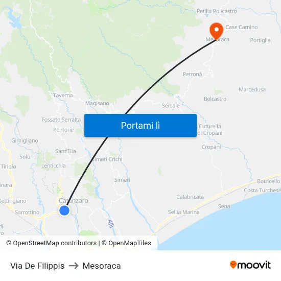 Via De Filippis to Mesoraca map