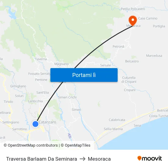 Traversa Barlaam Da Seminara to Mesoraca map
