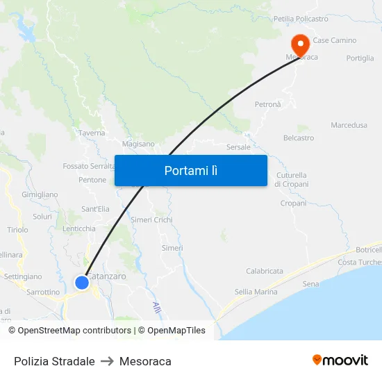 Polizia Stradale to Mesoraca map
