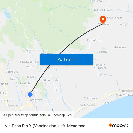 Via Papa Pio X (Vaccinazioni) to Mesoraca map