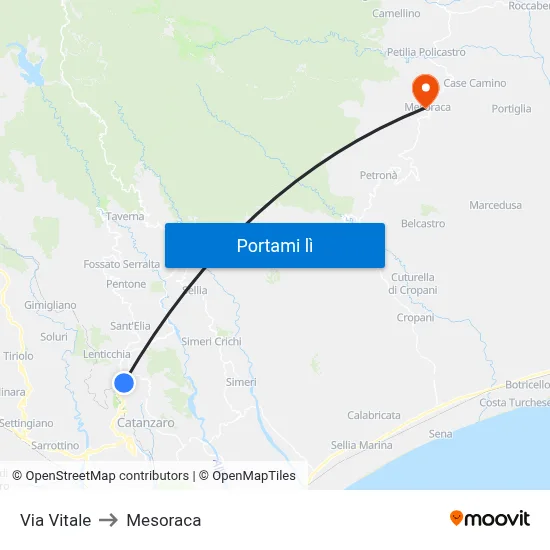 Via Vitale to Mesoraca map